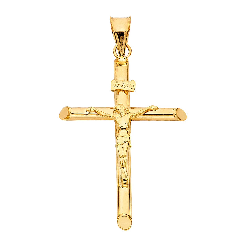 14K Yellow Gold Crucifix Charm Pendant 35 x 23 MM 1.3 grams B5005