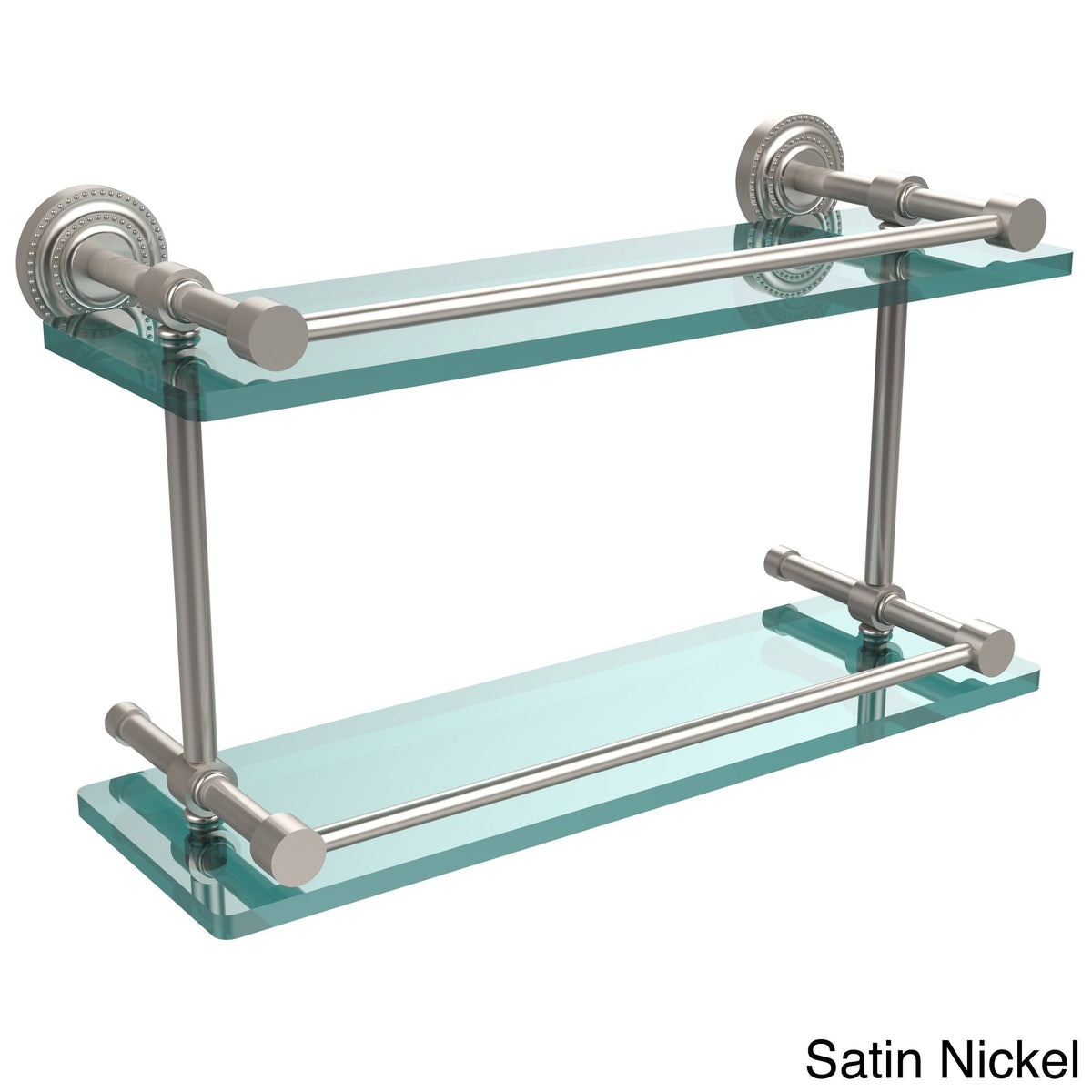 Double Glass Shelf with Gallery Rail - Satin Chrome - 16 inch X5380