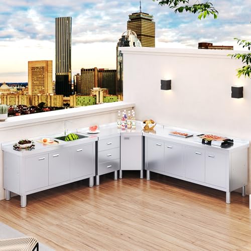Freestanding Stainless Steel Utility Sink with Cabinet, 21.66 x 63 x 35.43 inches M633889