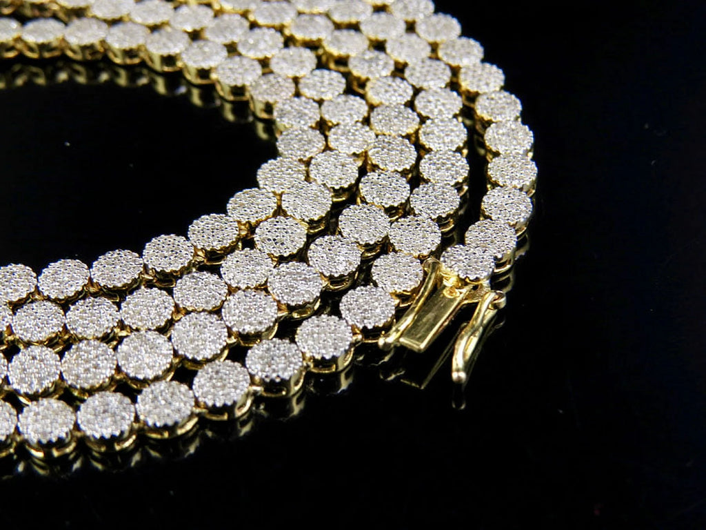 10K Yellow Gold Diamond Pave Chain Necklace I18086