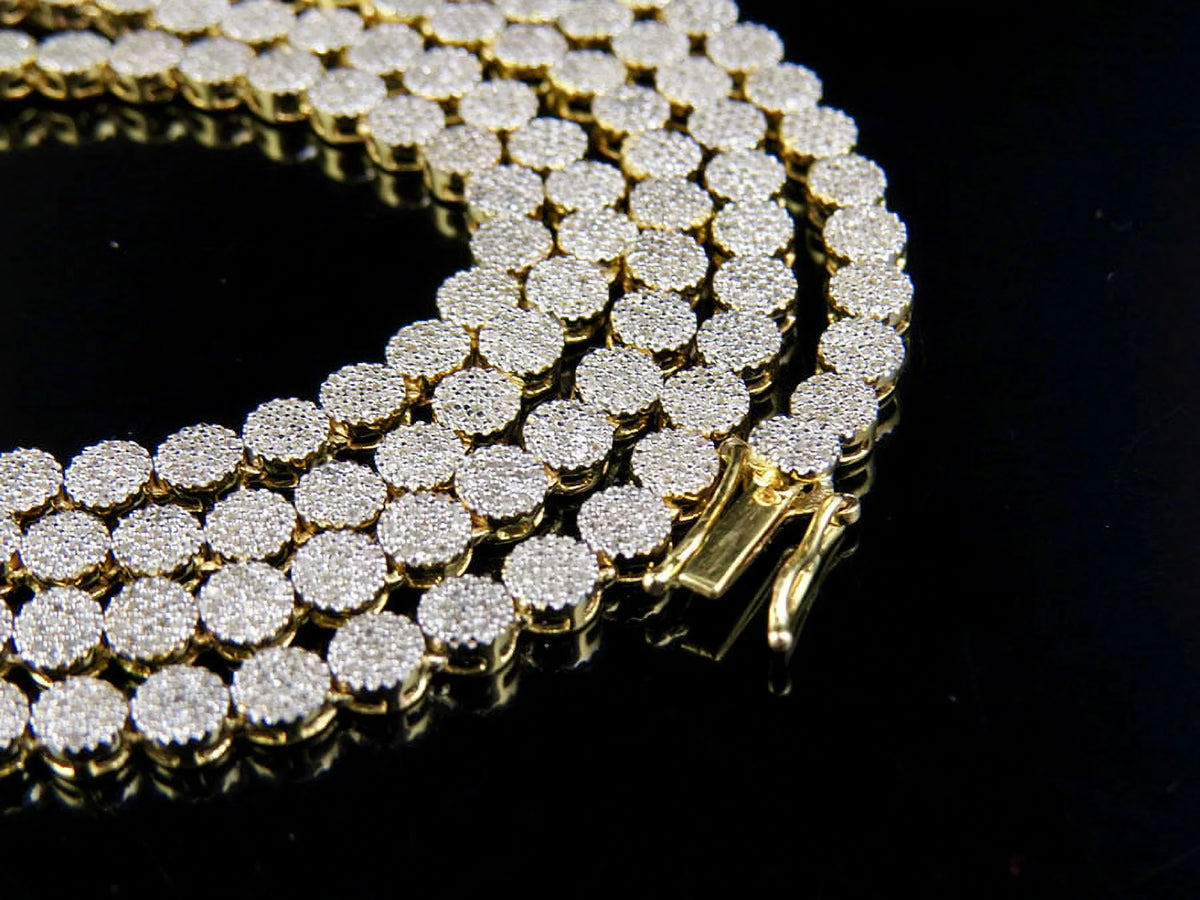 10K Yellow Gold Diamond Pave Chain Necklace I18086