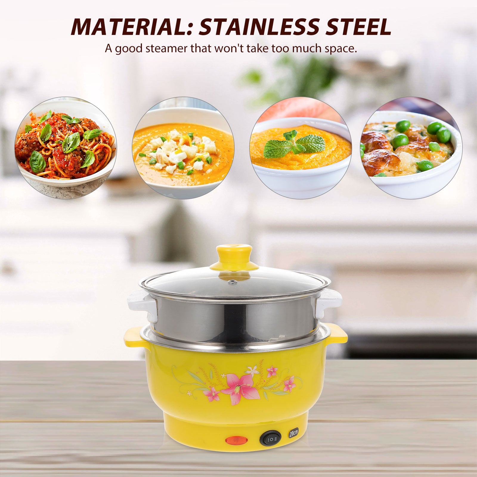 20cm Double Layers Electric Steamer Pot with UK Plug G8669