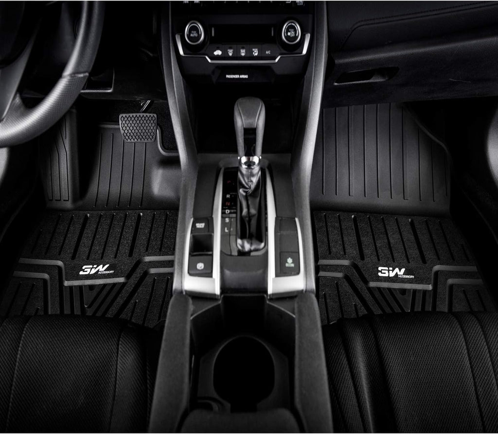 Black All Weather Heavy Duty TPE Car Floor Mats 2 Rows B21355