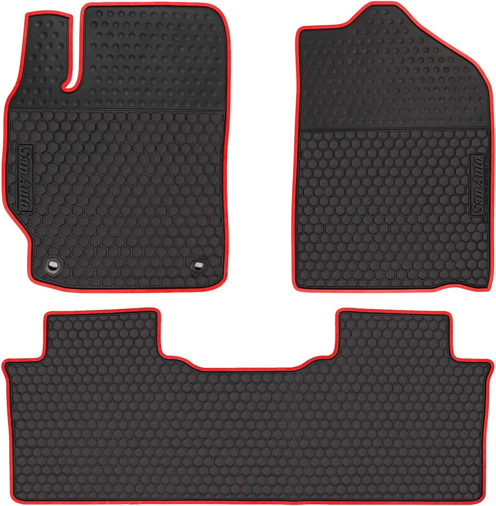 Black Red Rubber Car Floor Liners Set F27440
