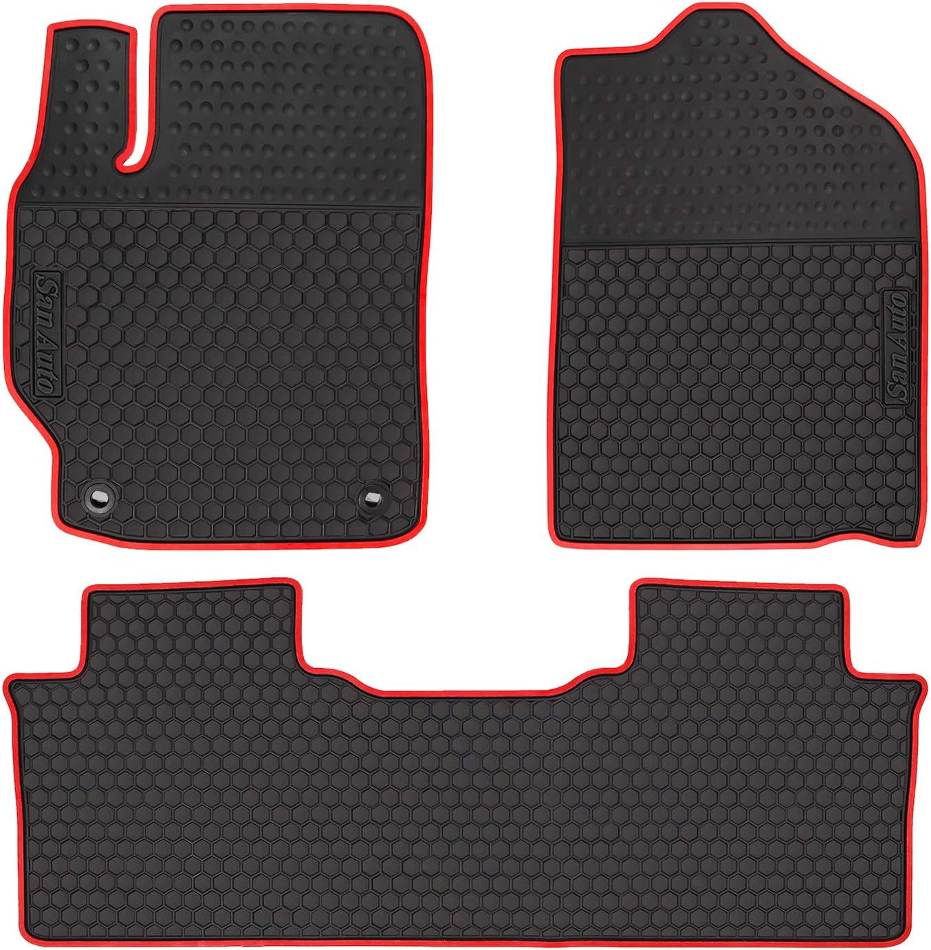 Black Red Rubber Car Floor Liners Set F27440