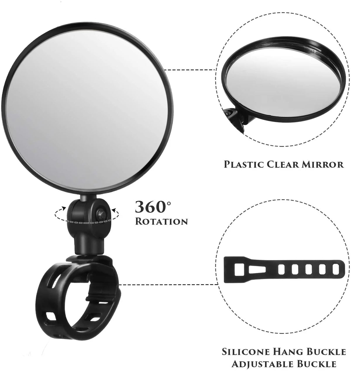 2 Pieces Bike Rearview Mirror for Mountain Road Bike B138924