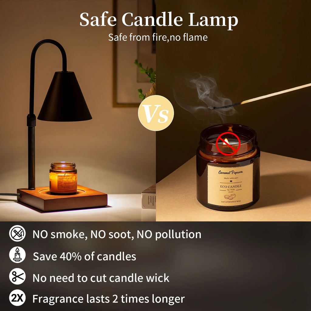 Black Walnut Electric Candle Warmer with Adjustable Height Dimmable Light 2 Bulbs D2351