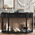 Retro Wood Curved Console Table 52-Inch with Drawers X511050