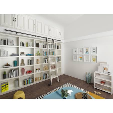 107 in. Un-Finished Maple Library Ladder Kit with 8 ft. Rail L73494