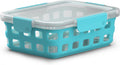 Sky Blue Glass Food Storage Container with Silicone Sleeve and Airtight Lid D734305
