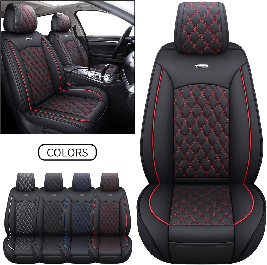 Black-White Waterproof Leather Car Seat Covers Full Set Y894