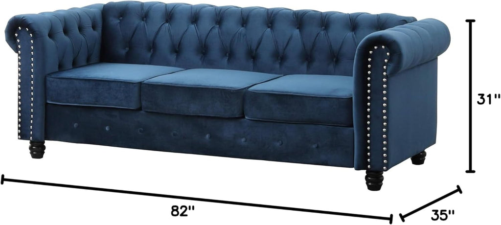 Navy Blue Tufted Velvet Sofa I429