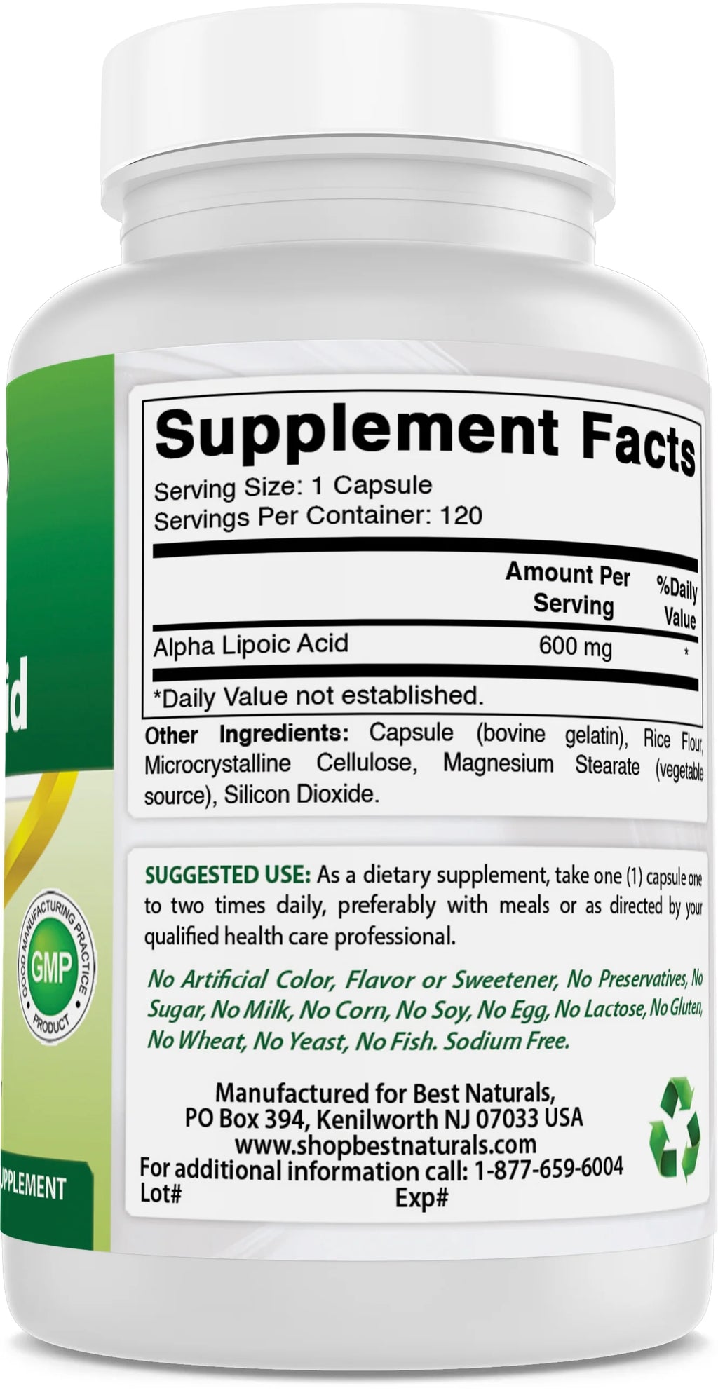 Alpha Lipoic Acid 600 mg 120 Capsules D761349