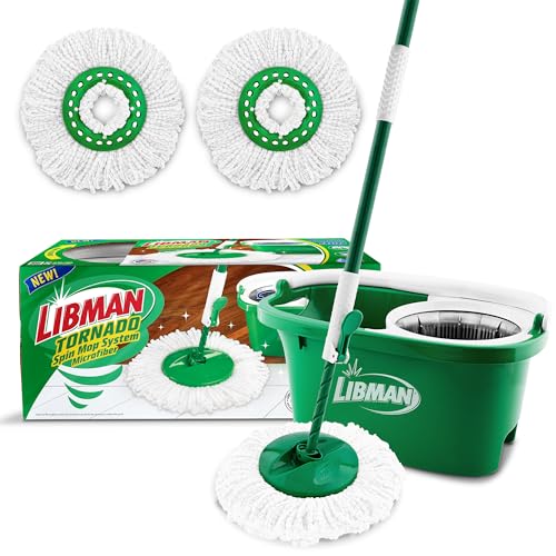 Spin Mop System with Bucket and Wringer, 2 Mop Heads G19239