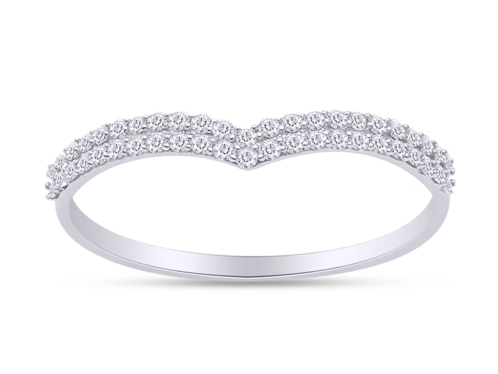 14K White Gold Over Sterling Silver Diamond Wedding Band Ring G429390
