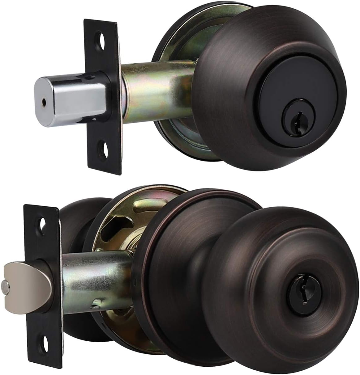3 Pack Keyed Alike Oil Rubbed Bronze Door Knob and Deadbolt Set V982025