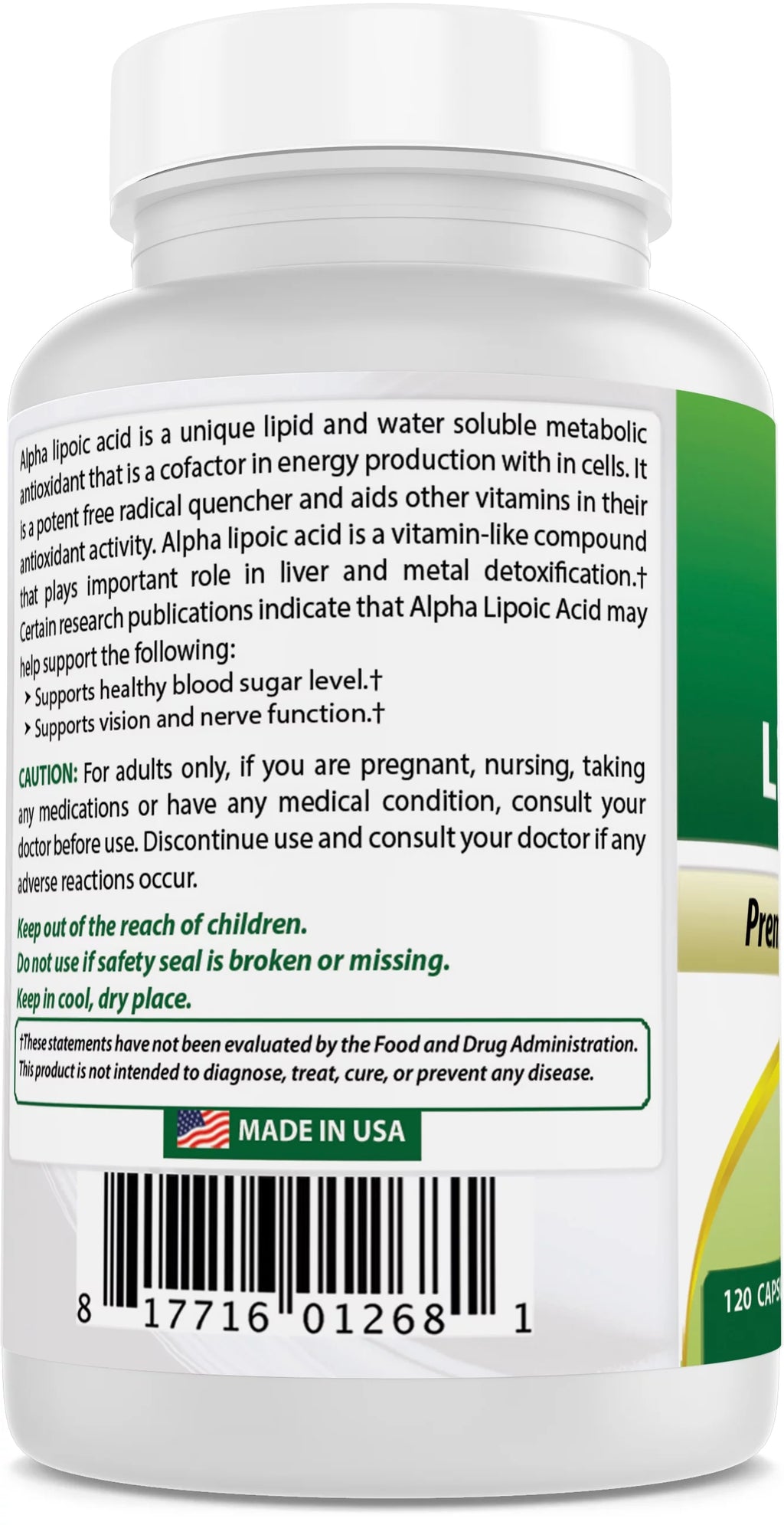 Alpha Lipoic Acid 600 mg 120 Capsules D761349