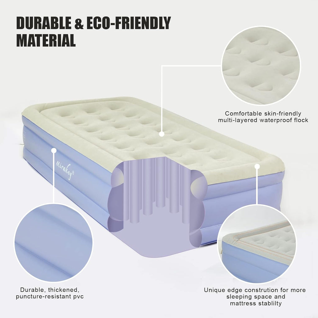 Light Blue Twin Air Mattress with Built in Pump V487