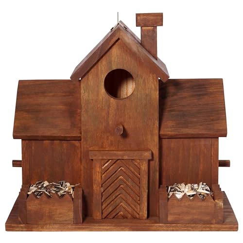3 Hole Bird House with Bird Feeder W8175