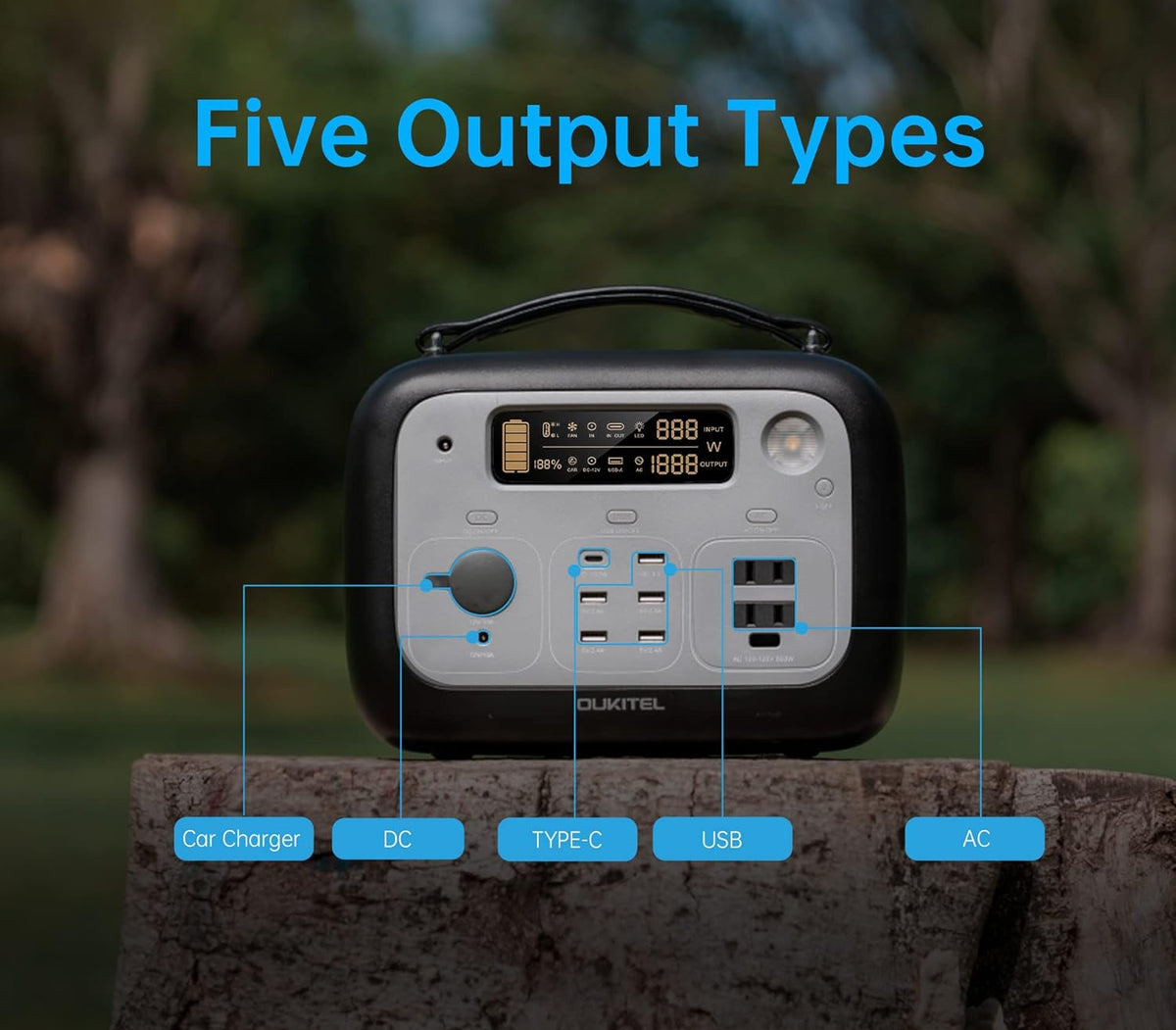 192000mAh 614.4Wh LiFePO4 110V 500W Portable Power Station with AC Outlet L40894