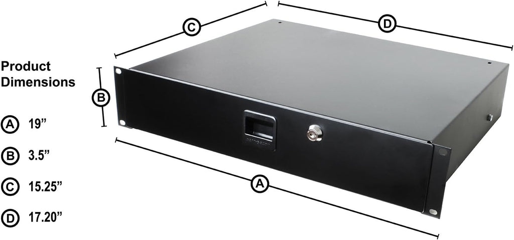 Standard Sliding Steel Rack Drawer 2U with Slam Latch & Key Lock S237784