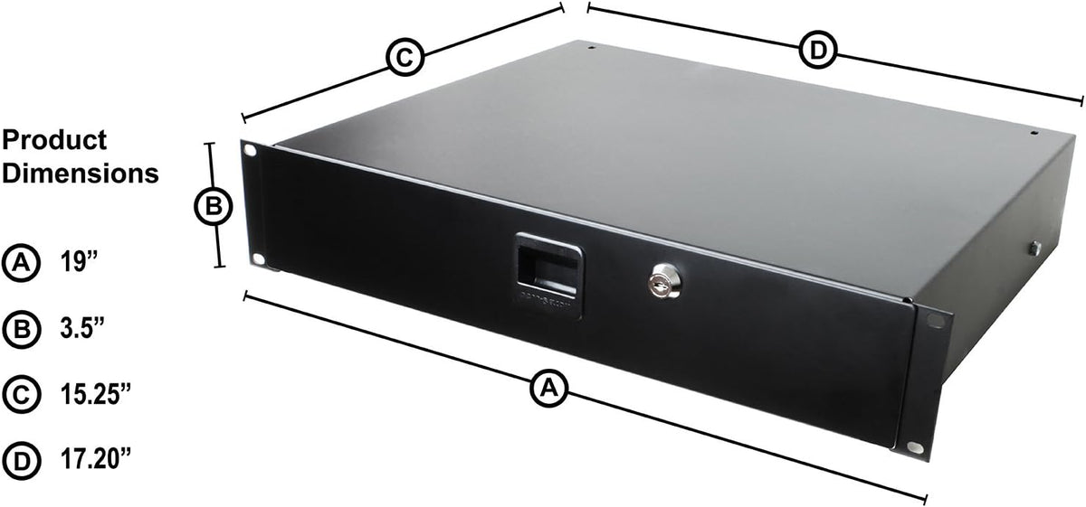 Standard Sliding Steel Rack Drawer 2U with Slam Latch & Key Lock S237784