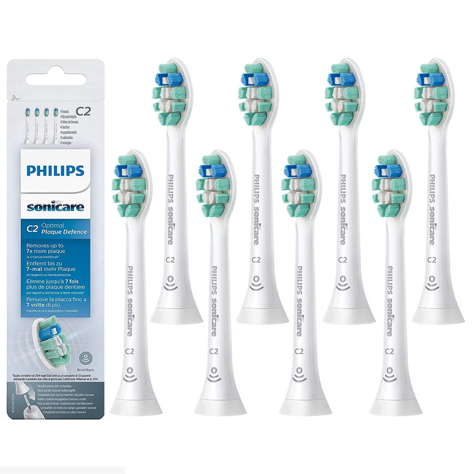 White 8 Pack Toothbrush Head S880