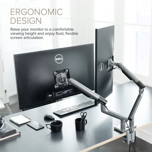 Dual Monitor Arm Mount Stand Desk Adjustable Full Motion VESA 17"-32" Display Grey Black V913