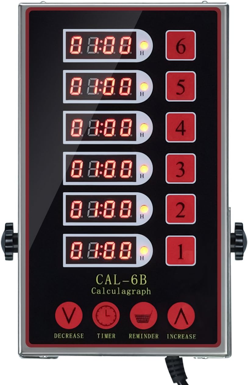 6 Channels Timer Cooking Timers Loud Alarm Clear LED Display Stainless Steel Calculagraph N938