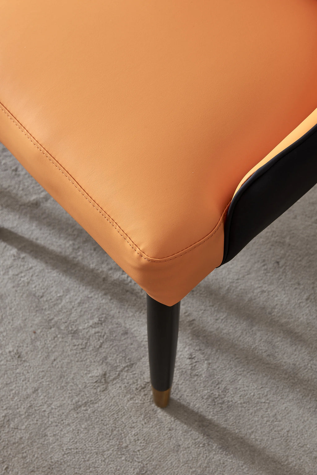 Set of 2 Leather Dining Chairs with Black Plastic Tube Plug-Orange F430