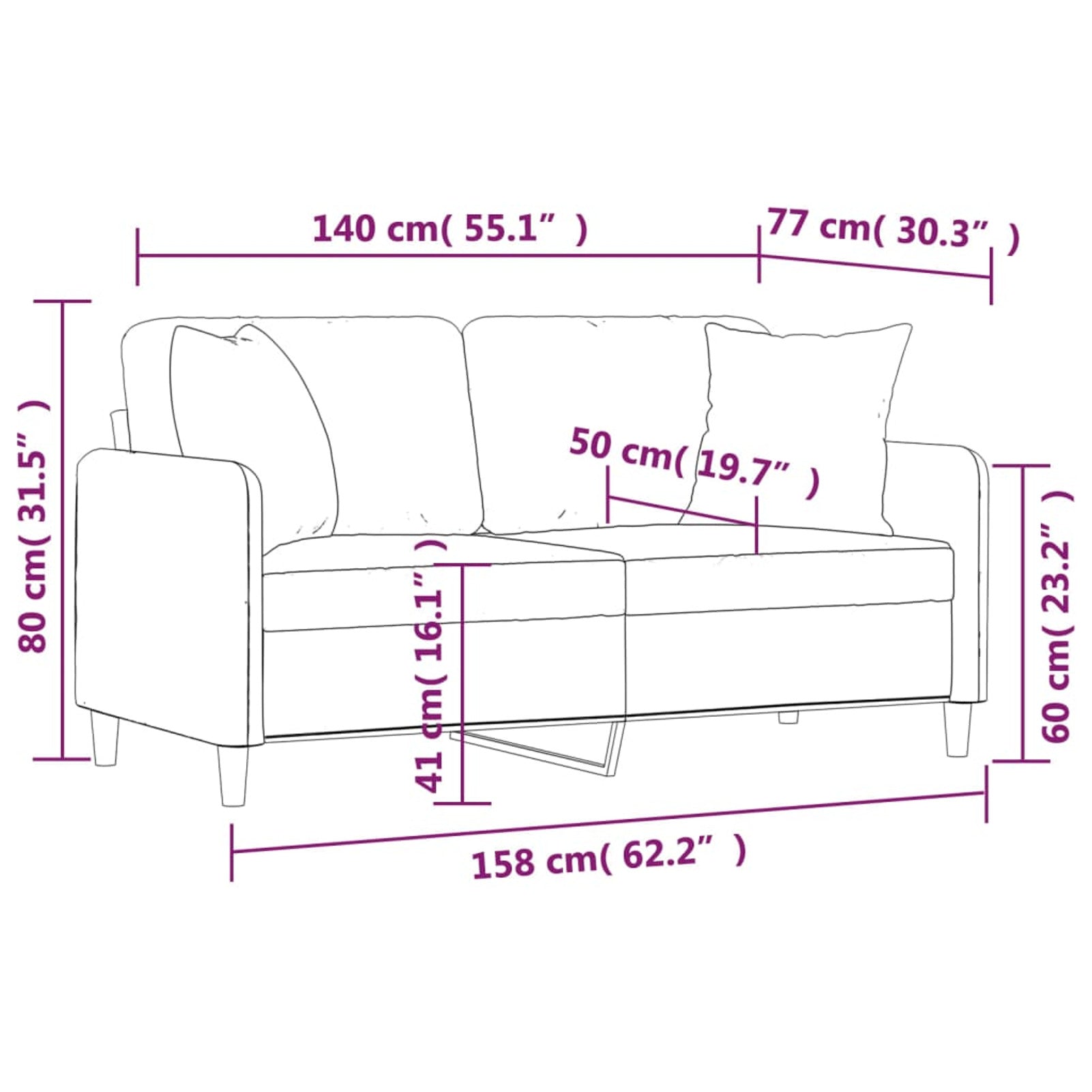 2-Seater Sofa Dark Gray Fabric Y939