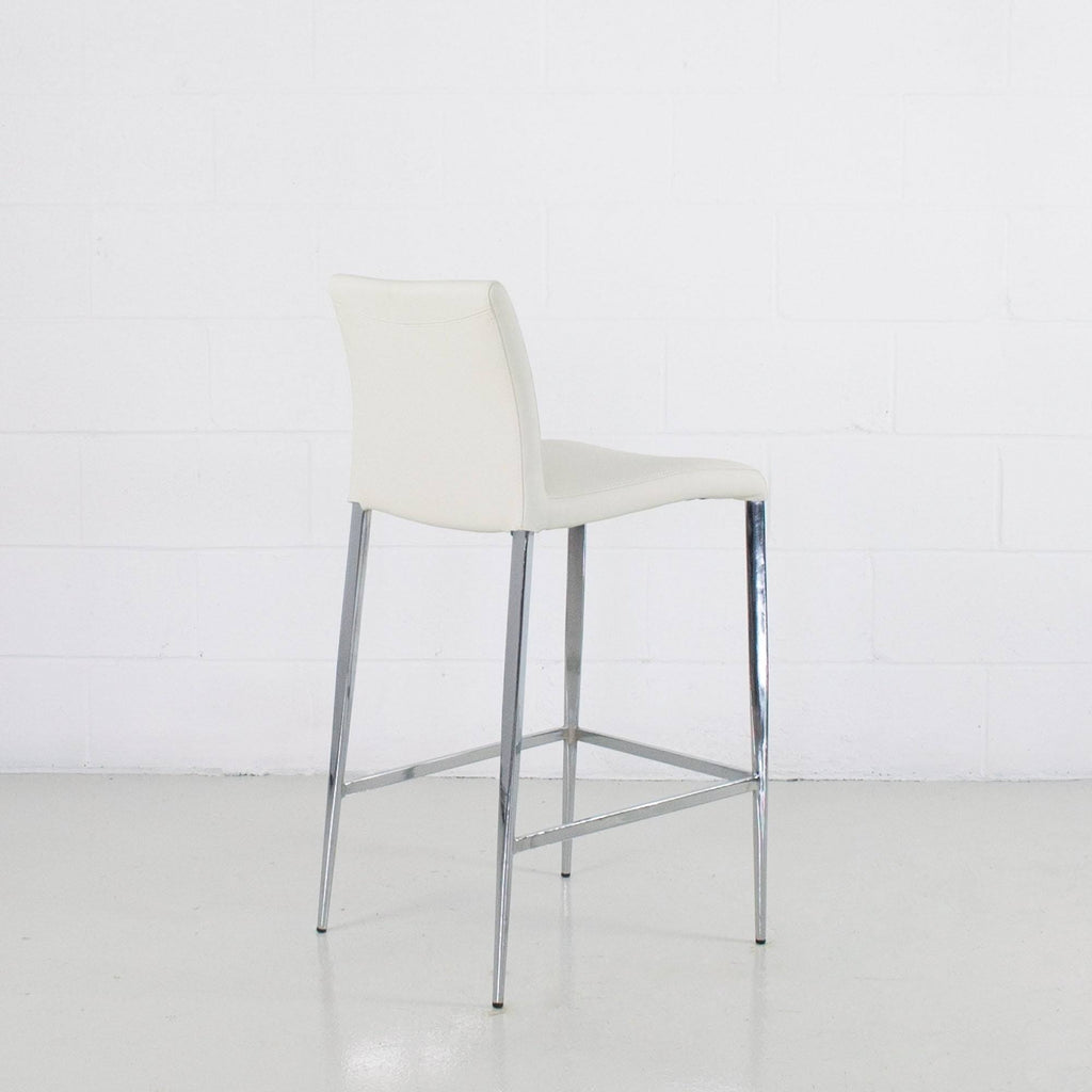White Leatherette Chrome Counter Stool O1722