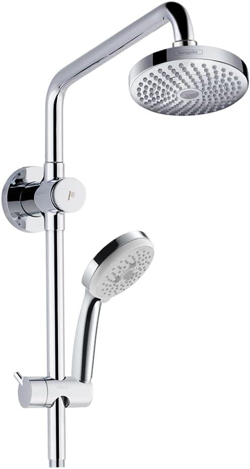 Brushed Nickel Showerpipe System with Showerhead & Hand Shower V9455