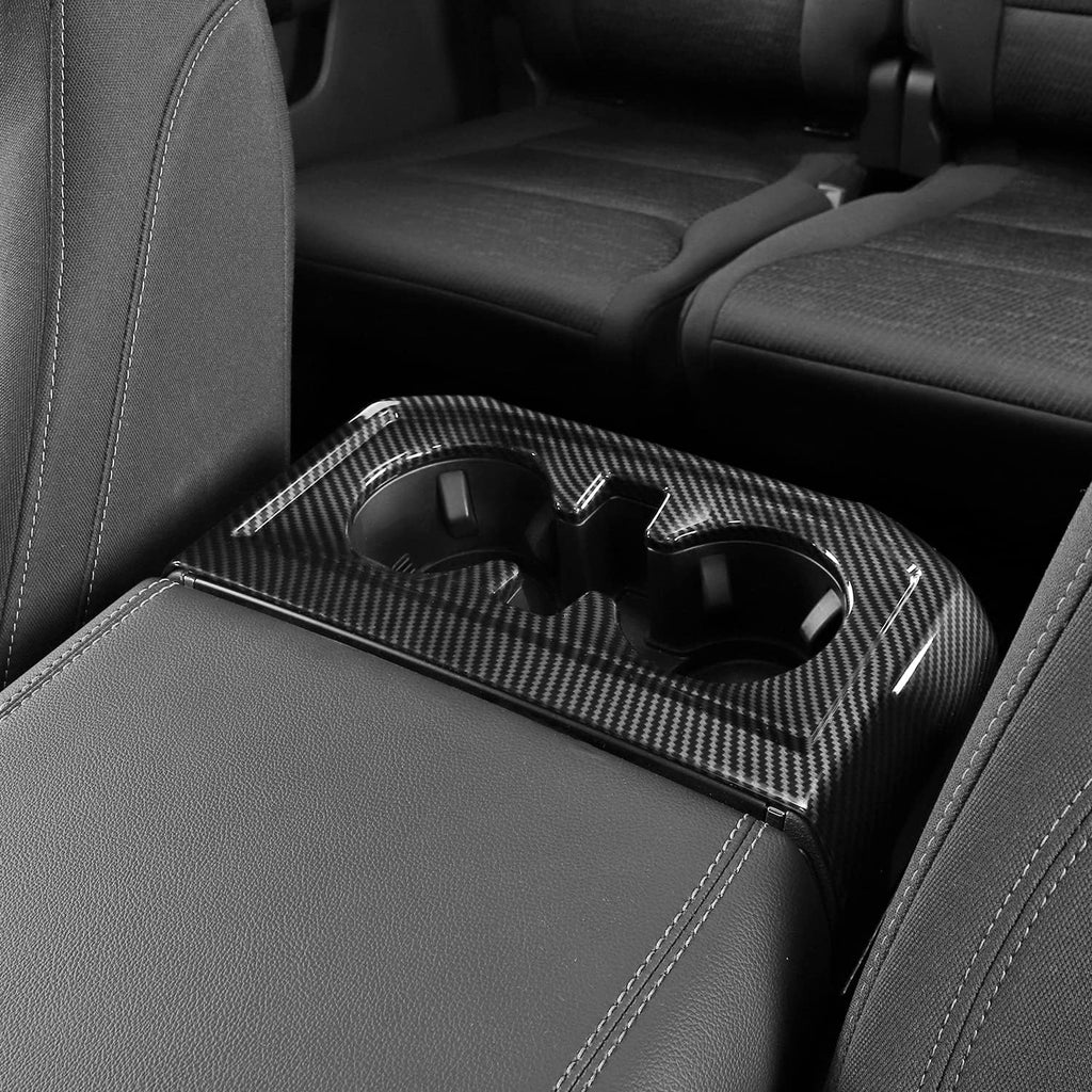 Carbon Fiber Center Console Cup Holder Trim Cover Panel Kit 2PCs G394