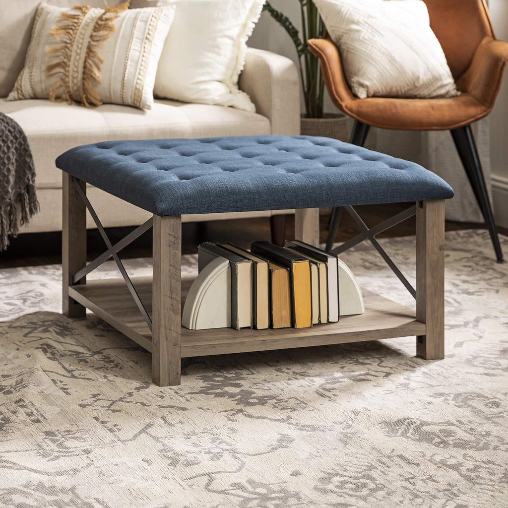 Grey Tufted Ottoman G78406