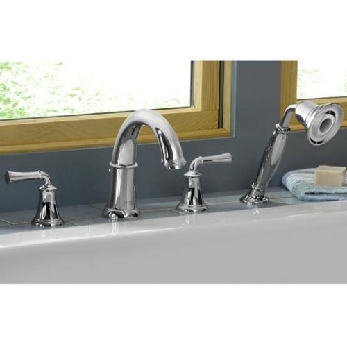 Deck-Mounted Tub Filler with Lever Handles and Personal Shower, Polished Chrome O117200