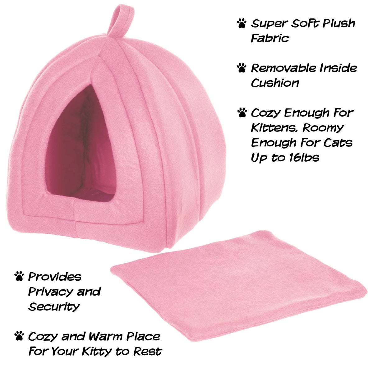 Pink Cat Pet Bed Igloo with Removable Cushion Pad T30187