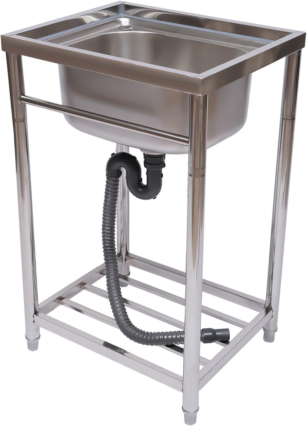 Single Compartment Stainless-Steel Single Bowl Commercial Kitchen Sink with Storage Shelve Q563