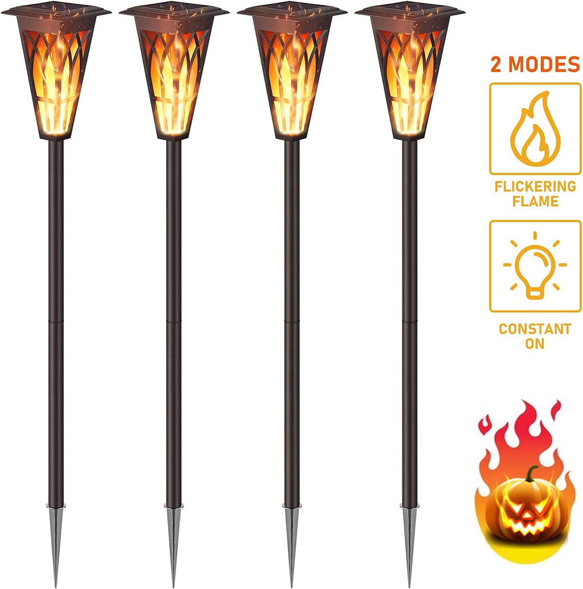 Solar Torch Lights 4 Pack, Solar Lights Outdoor Waterproof IP65 with 20 LED 2 Modes Auto On/Off Dancing Flickering Flames, Landscape Decoration Lighting for Garden Pathway Driveway Yard Deck Pool Path X359540