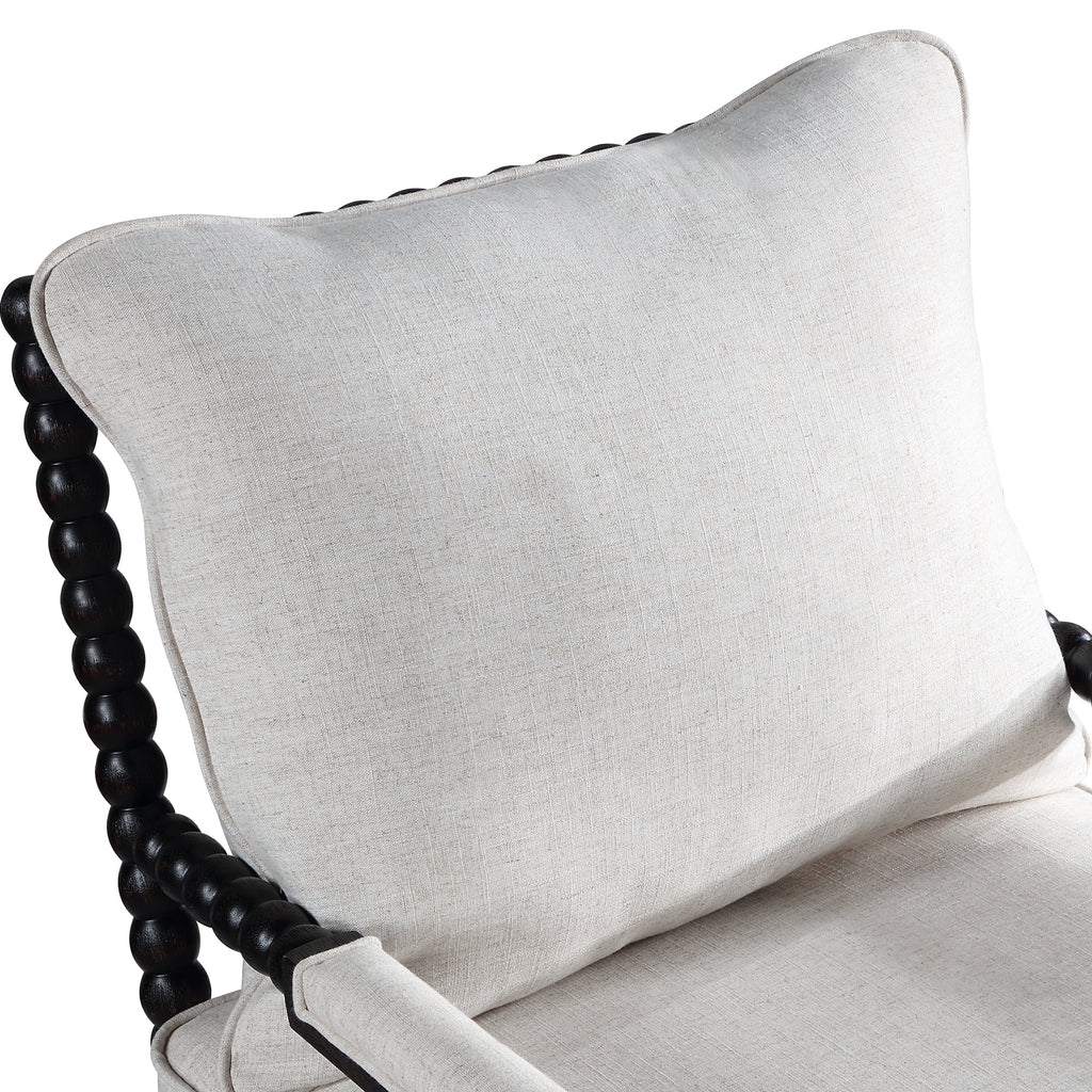 Black Linen Fabric Armchair with Wood Frame S441644