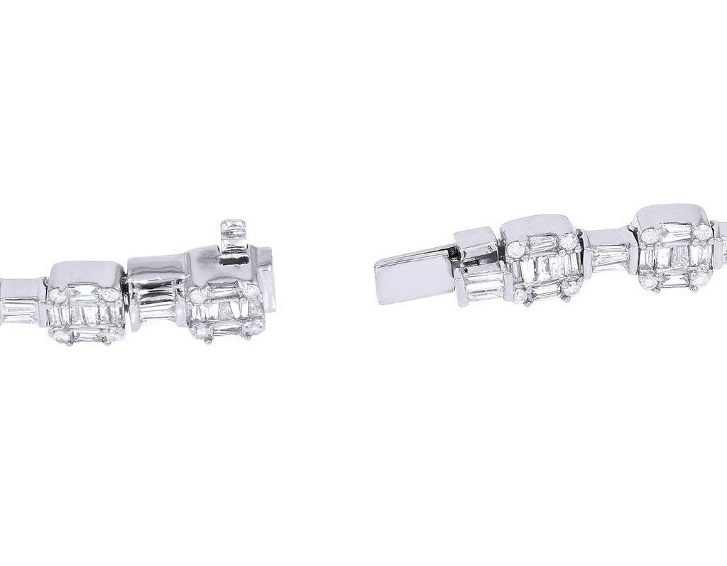 Diamond Square Link Bracelet Gold 6MM 8.5" J947
