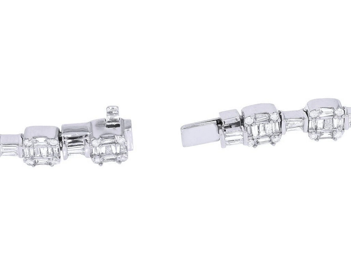 Diamond Square Link Bracelet Gold 6MM 8.5" J947