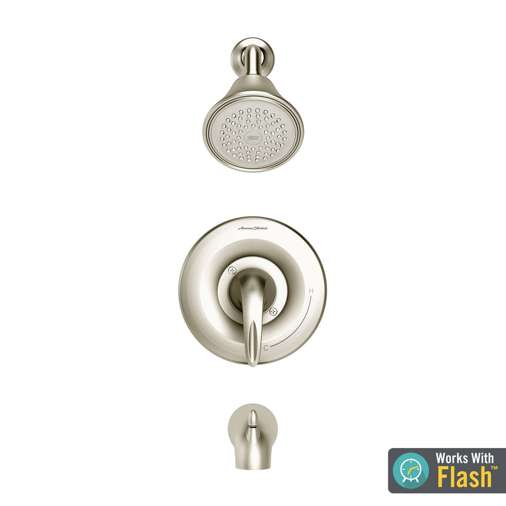 Brushed Nickel 3 Tub and Shower Faucet P8173