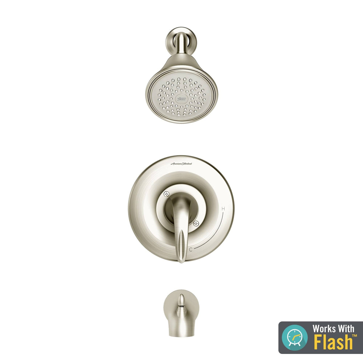 Brushed Nickel 3 Tub and Shower Faucet P8173
