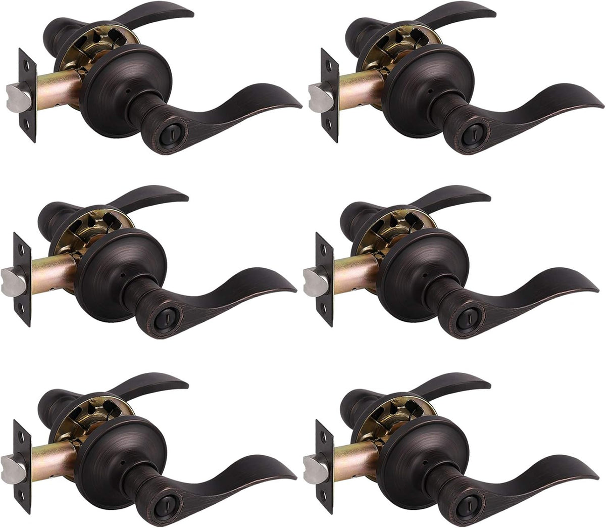 6 Pack Privacy Door Levers with Satin Nickel Finish J695433