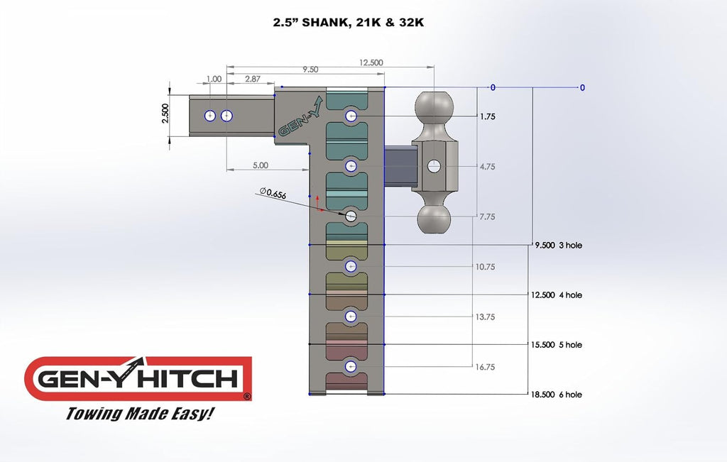 Drop Hitch 2.5" Receiver Class V 21K Towing Hitch with Dual Hitch Ball, Pintle Lock & 2 Hitch (6" Drop 2.5") G792337