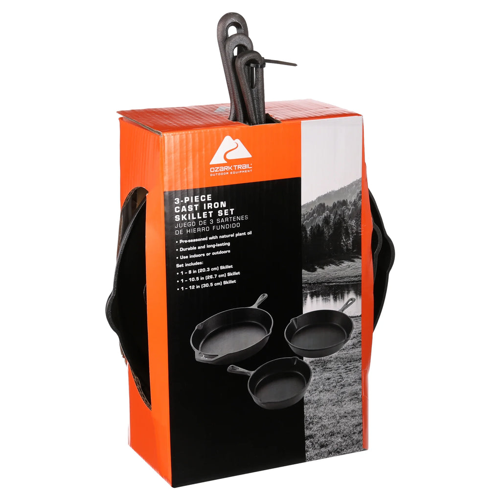 3 Piece Cast Iron Skillet Set, Pre-seasoned M90252