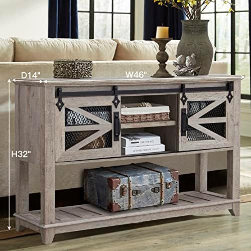 Entryway Table with Sliding Barn Doors, Farmhouse Console Table N27421