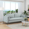 3 Seat Linen Fabric Upholstered Sofa with 2 USB Ports Gray O93269