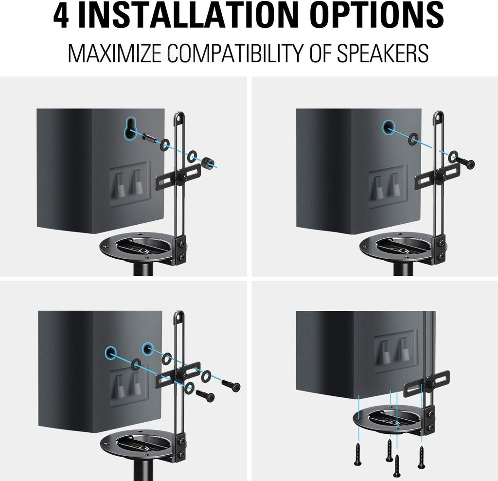 Height Adjustable Speaker Stands, One Pair Floor Stands, 11 lbs Capacity, 35.5-48" Height Adjustment, Pack of 2 R11985